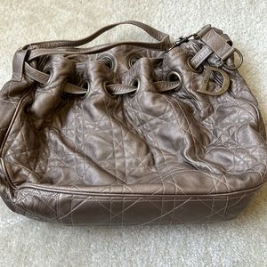 Dior Leather Drawstring Cannage Tote